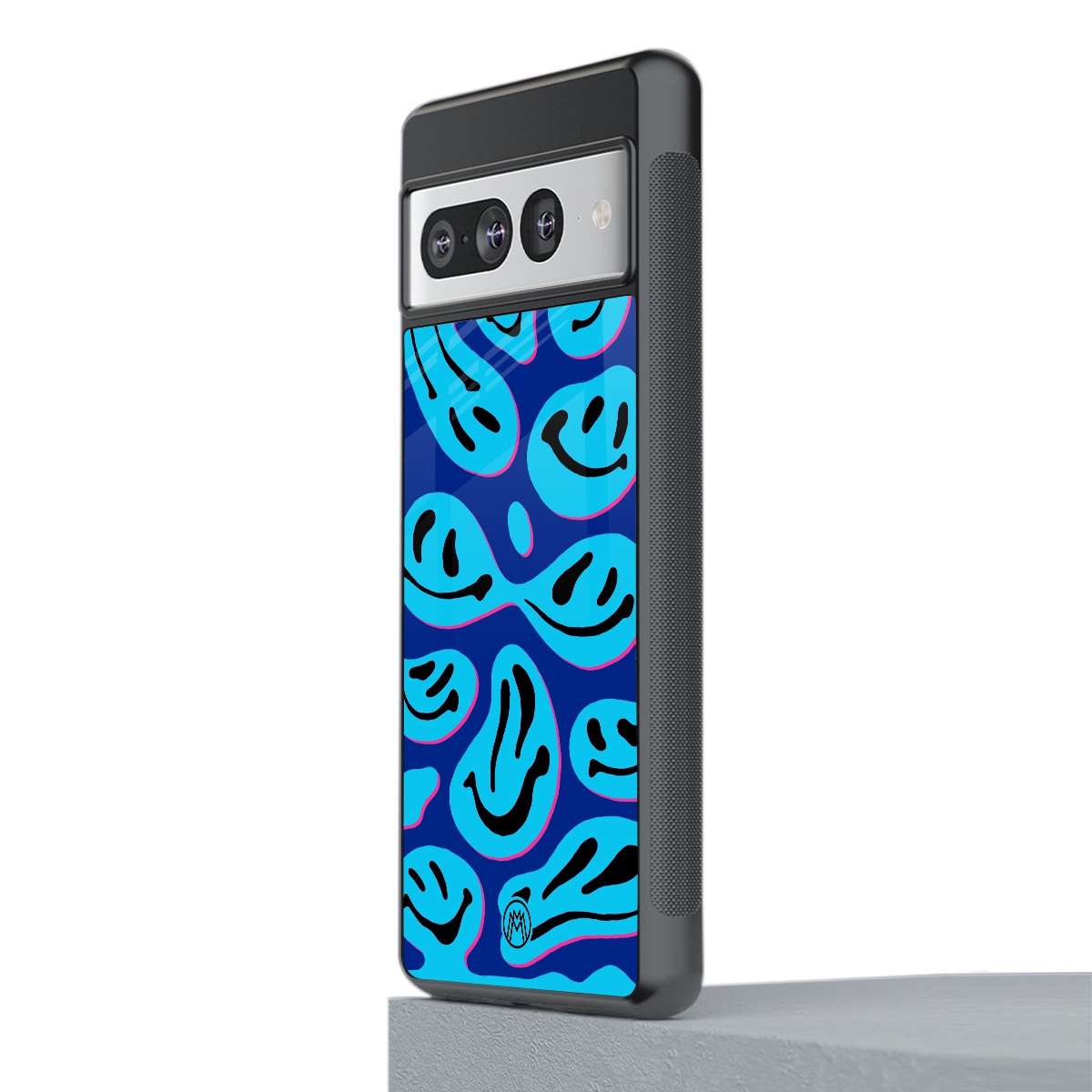 acid smiles blueberry edition back phone cover | glass case for google pixel 7 pro