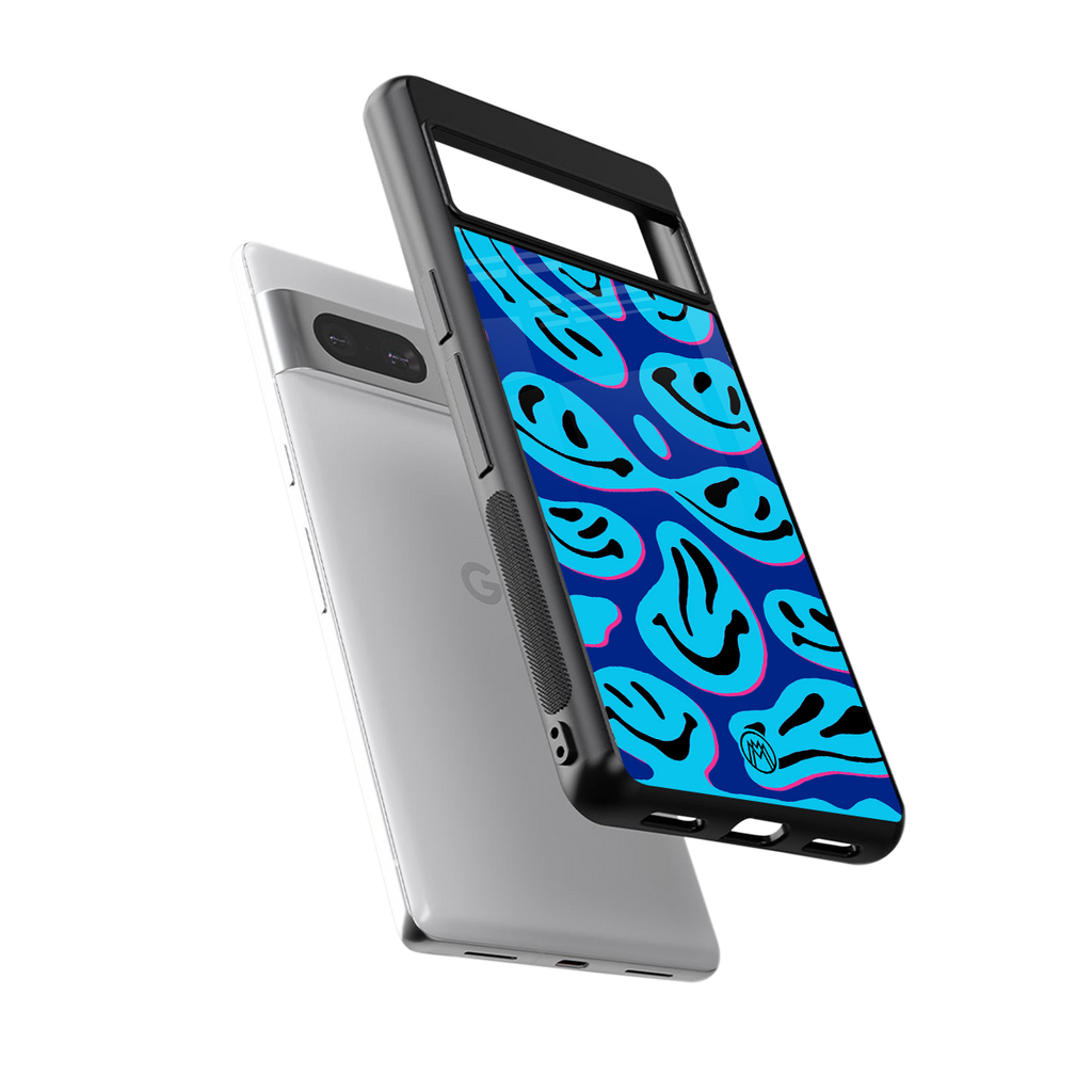 acid smiles blueberry edition back phone cover | glass case for Google Pixel 7