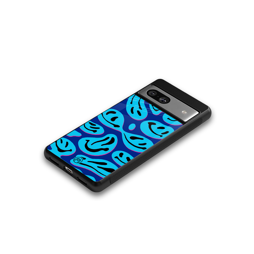 acid smiles blueberry edition back phone cover | glass case for Google Pixel 7