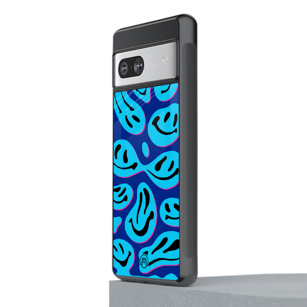 acid smiles blueberry edition back phone cover | glass case for Google Pixel 7