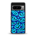 acid smiles blueberry edition back phone cover | glass case for google pixel 8 pro