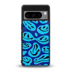 acid smiles blueberry edition back phone cover | glass case for google pixel 8 pro