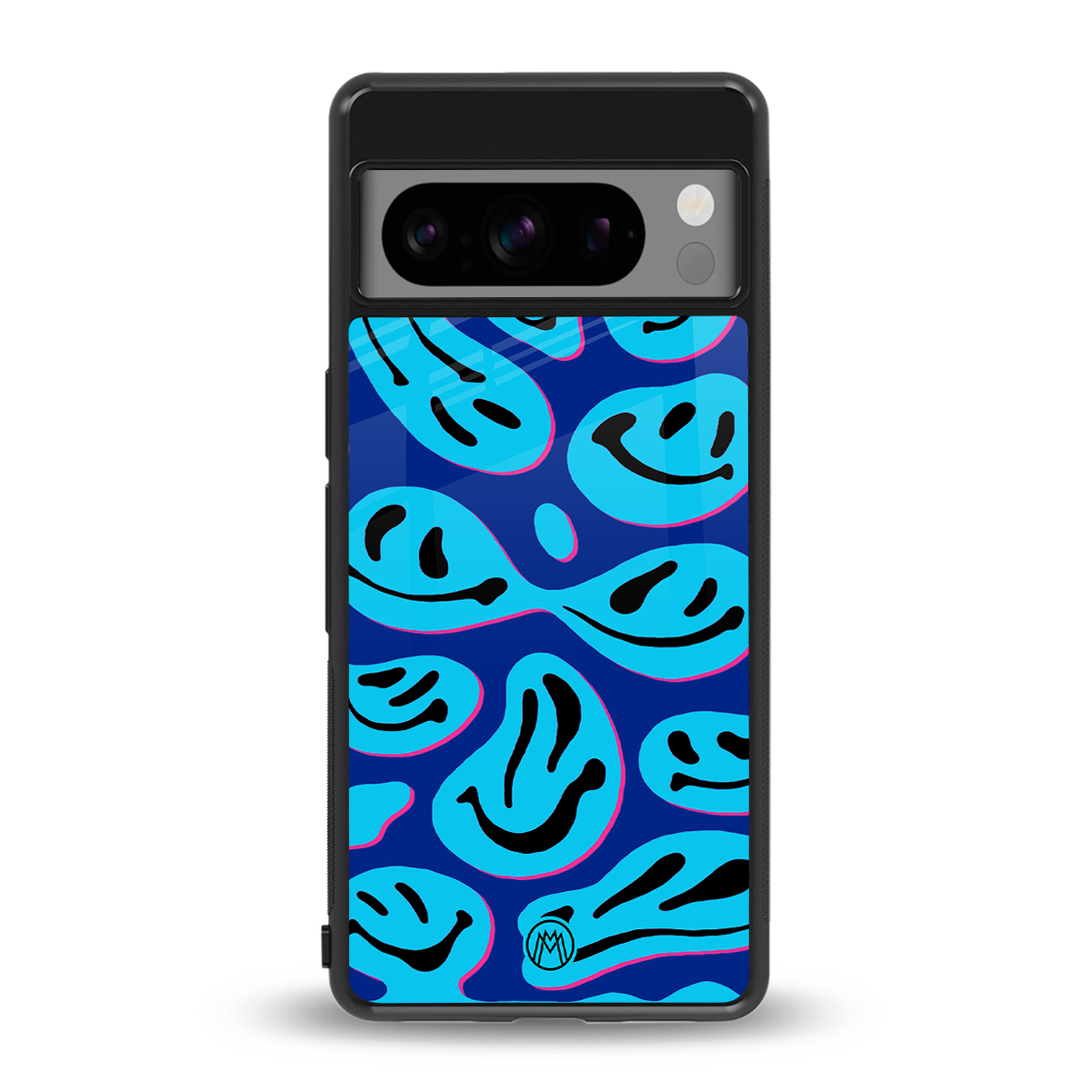 acid smiles blueberry edition back phone cover | glass case for google pixel 8 pro