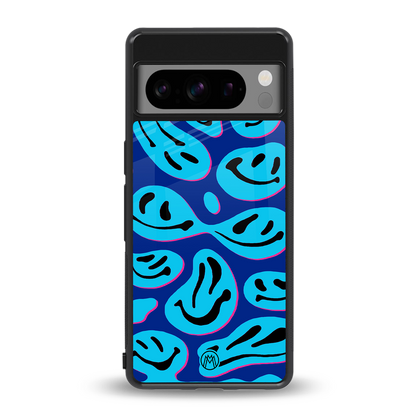 acid smiles blueberry edition back phone cover | glass case for google pixel 8 pro
