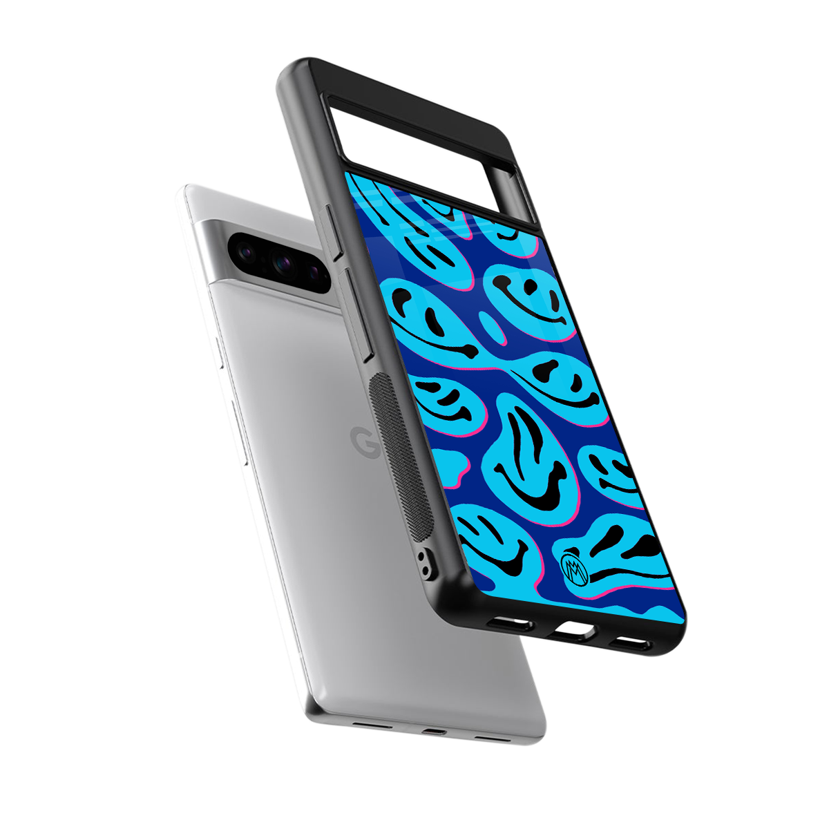 acid smiles blueberry edition back phone cover | glass case for google pixel 8 pro