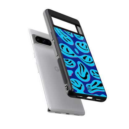 acid smiles blueberry edition back phone cover | glass case for google pixel 8 pro