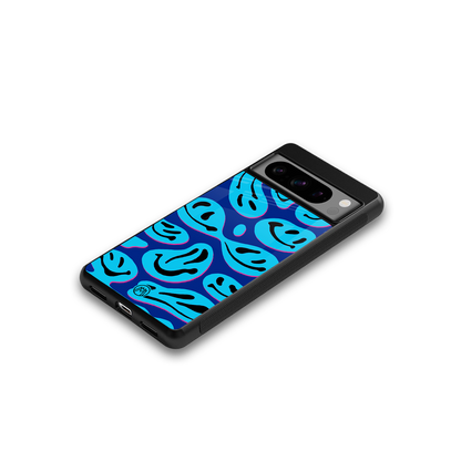 acid smiles blueberry edition back phone cover | glass case for google pixel 8 pro
