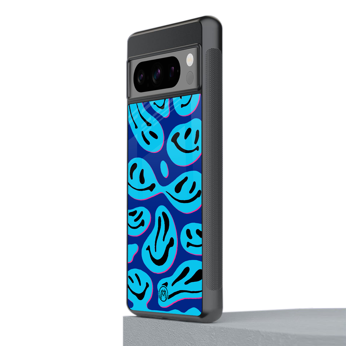 acid smiles blueberry edition back phone cover | glass case for google pixel 8 pro