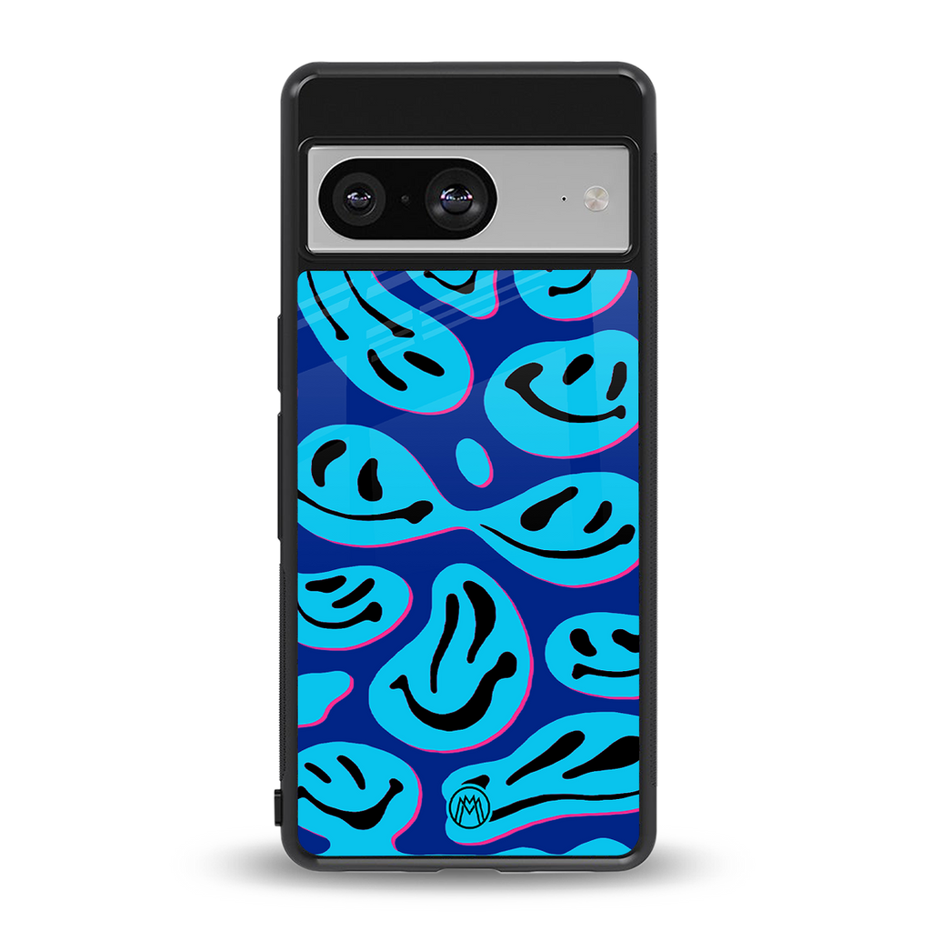 acid smiles blueberry edition back phone cover | glass case for Google Pixel 8
