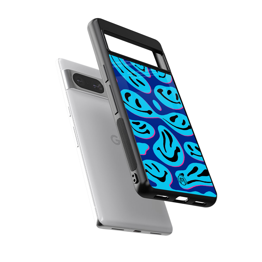 acid smiles blueberry edition back phone cover | glass case for Google Pixel 8