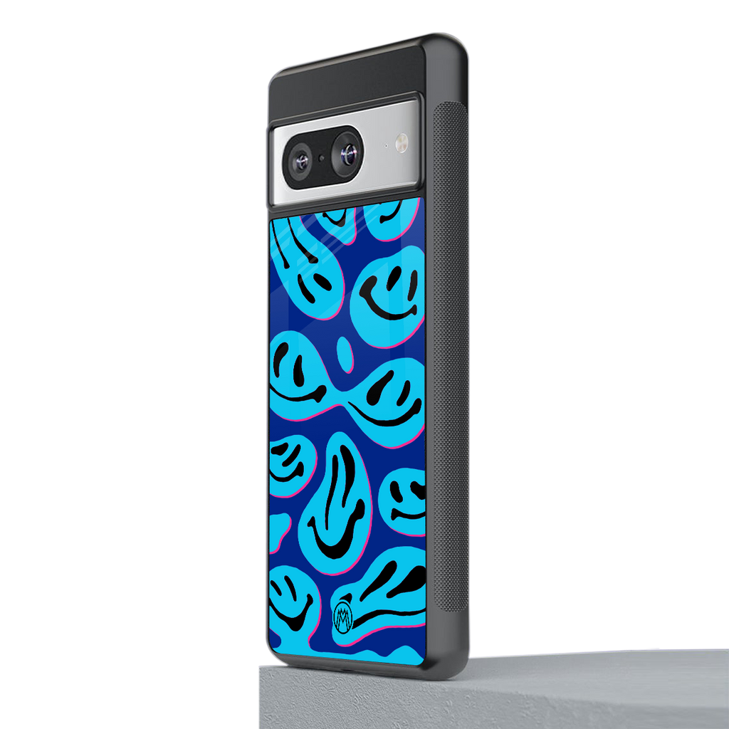 acid smiles blueberry edition back phone cover | glass case for Google Pixel 8