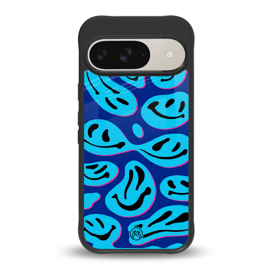 acid smiles blueberry edition back phone cover | glass case for google pixel 9