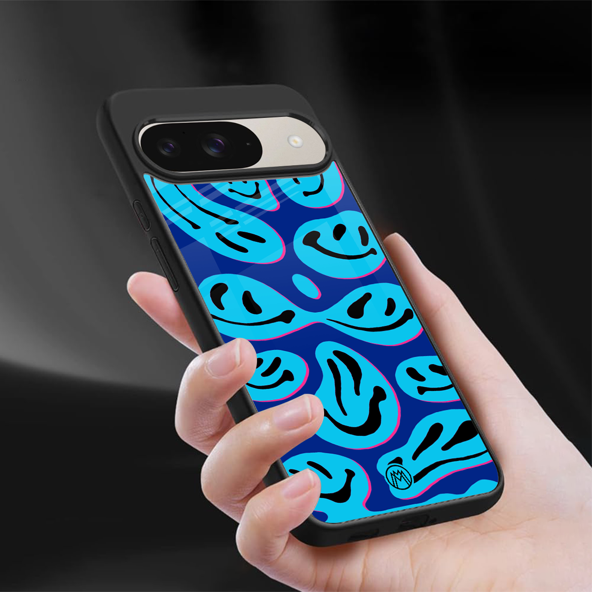 acid smiles blueberry edition back phone cover | glass case for google pixel 9