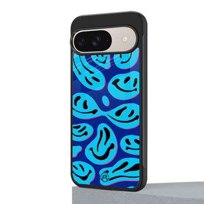 acid smiles blueberry edition back phone cover | glass case for google pixel 9
