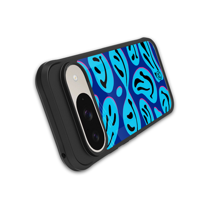 acid smiles blueberry edition back phone cover | glass case for google pixel 9