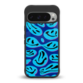 acid smiles blueberry edition back phone cover | glass case for google pixel 9 pro
