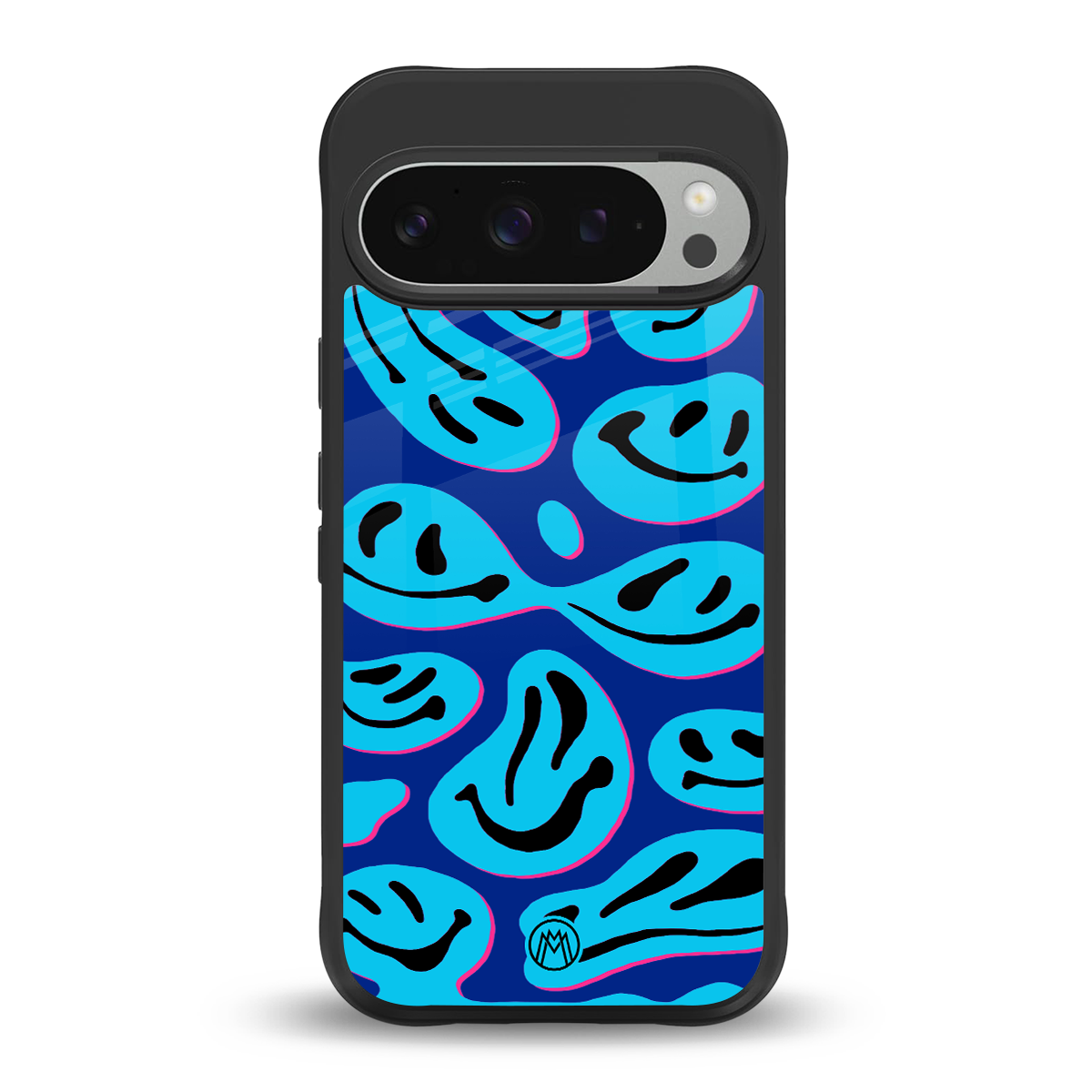 acid smiles blueberry edition back phone cover | glass case for google pixel 9 pro xl