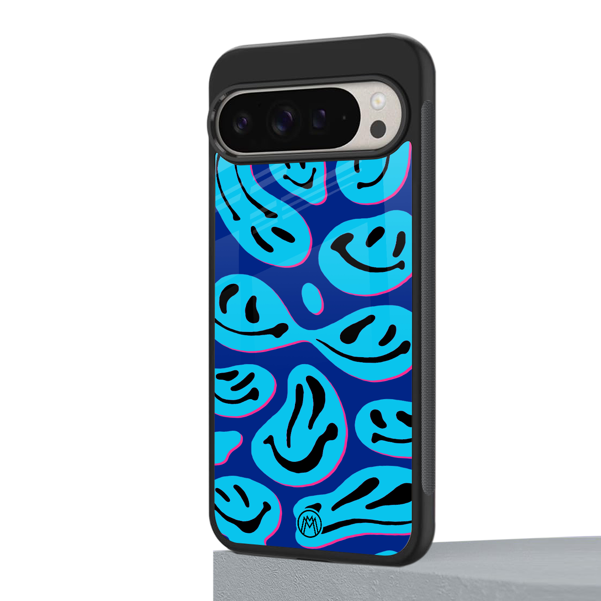 acid smiles blueberry edition back phone cover | glass case for google pixel 9 pro
