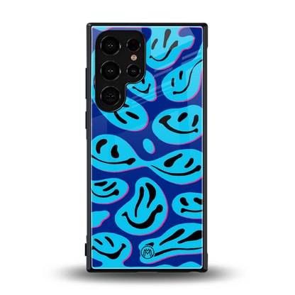 acid smiles blueberry edition back phone cover | glass case for samsung galaxy s24 ultra