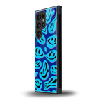 acid smiles blueberry edition back phone cover | glass case for samsung galaxy s23 ultra
