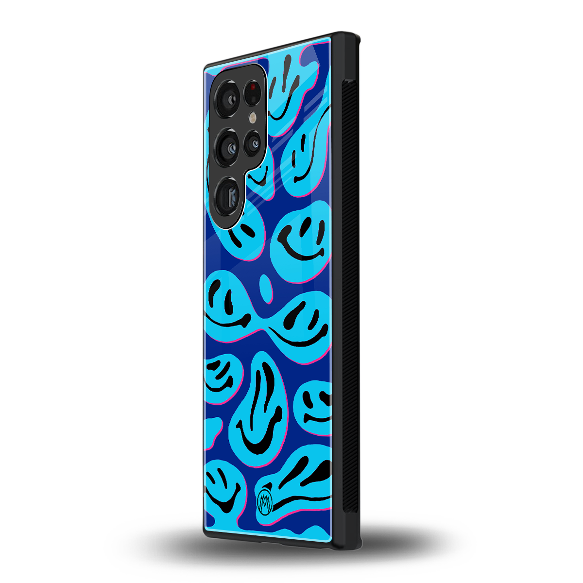 acid smiles blueberry edition back phone cover | glass case for samsung galaxy s23 ultra