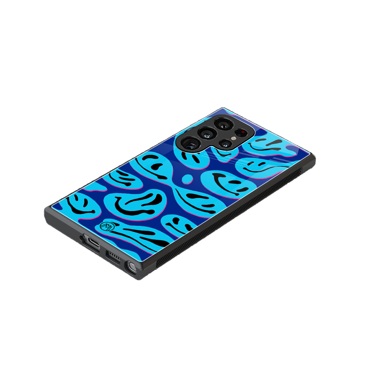 acid smiles blueberry edition back phone cover | glass case for samsung galaxy s23 ultra