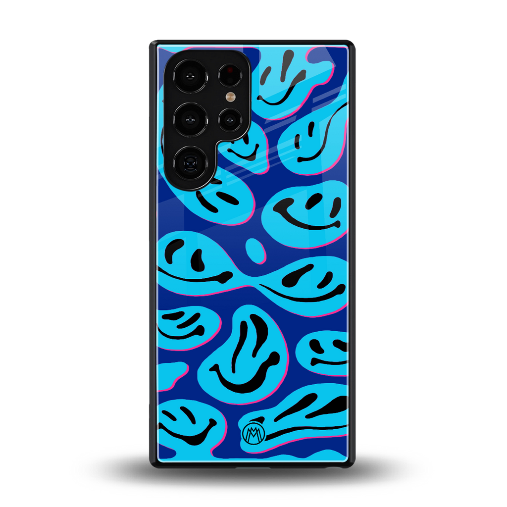 acid smiles blueberry edition back phone cover | glass case for samsung galaxy s25 ultra