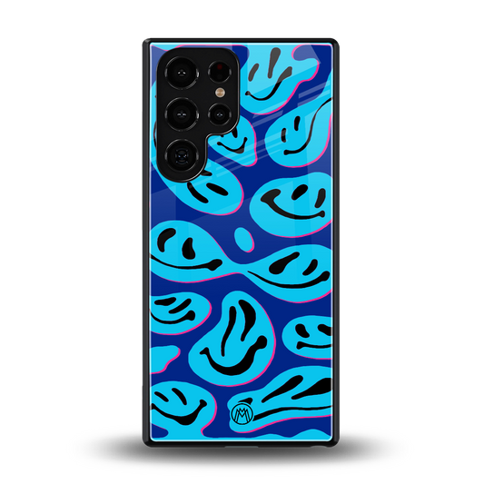 acid smiles blueberry edition back phone cover | glass case for samsung galaxy s25 ultra