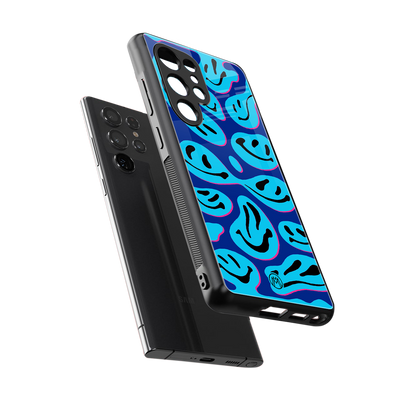 acid smiles blueberry edition back phone cover | glass case for samsung galaxy s25 ultra