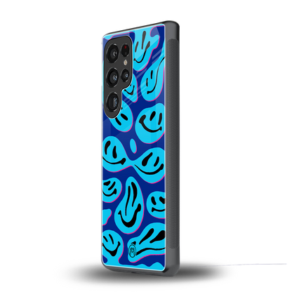 acid smiles blueberry edition back phone cover | glass case for samsung galaxy s25 ultra