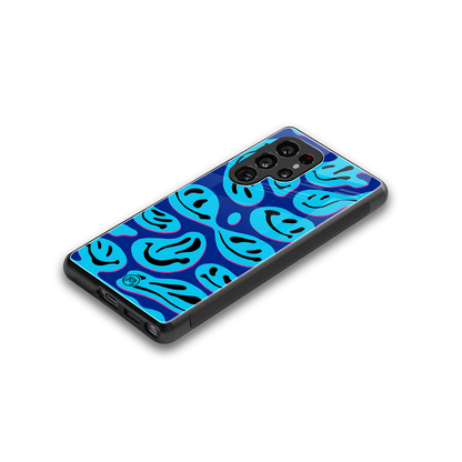 acid smiles blueberry edition back phone cover | glass case for samsung galaxy s25 ultra