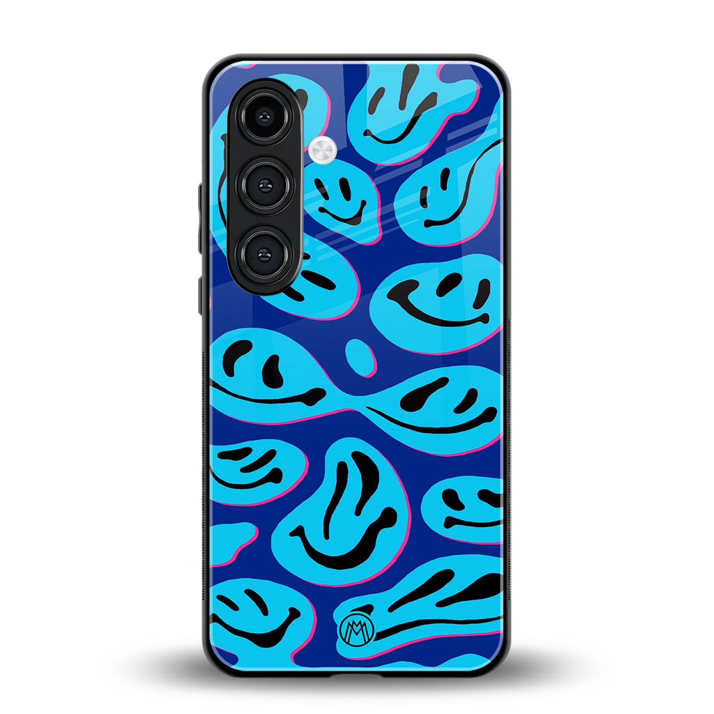 acid smiles blueberry edition back phone cover | glass case for samsung galaxy s24