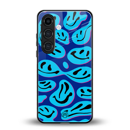 acid smiles blueberry edition back phone cover | glass case for samsung galaxy s24 fe
