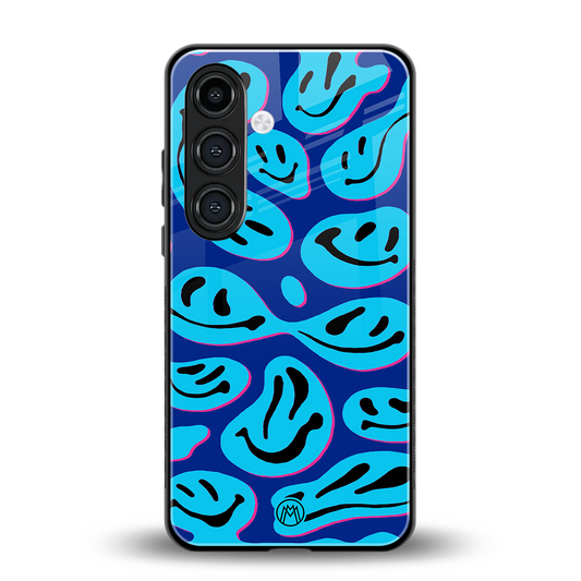 acid smiles blueberry edition back phone cover | glass case for samsung galaxy s24 fe