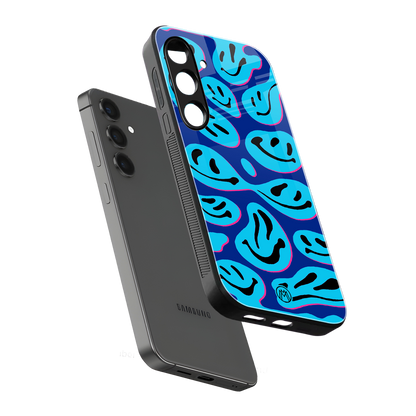acid smiles blueberry edition back phone cover | glass case for samsung galaxy s24 fe
