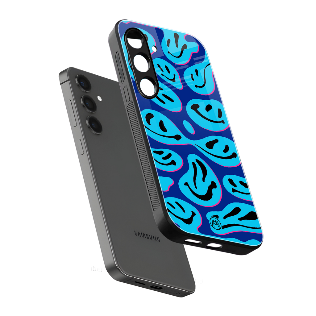 acid smiles blueberry edition back phone cover | glass case for samsung galaxy s25