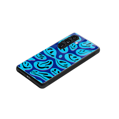 acid smiles blueberry edition back phone cover | glass case for samsung galaxy s24 fe