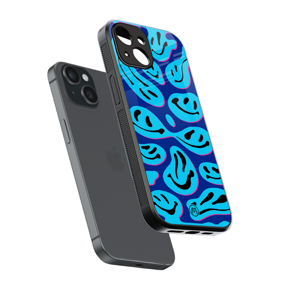 acid smiles blueberry edition back phone cover | glass case for iphone 15