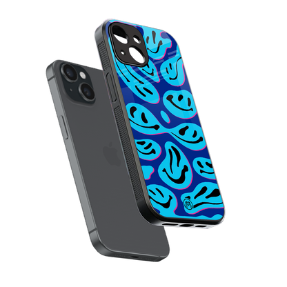 acid smiles blueberry edition back phone cover | glass case for iphone 15