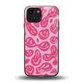 acid smiles bubblegum pink edition back phone cover | glass case for iphone 13 mini