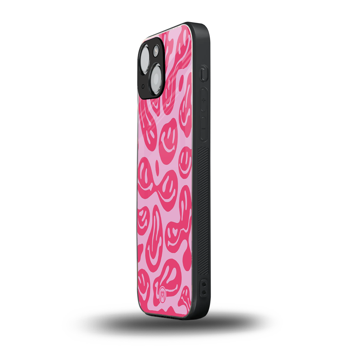 acid smiles bubblegum pink edition back phone cover | glass case for iphone 13 mini