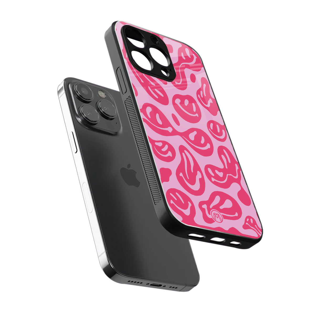 acid smiles bubblegum pink edition back phone cover | glass case for iphone 13 pro