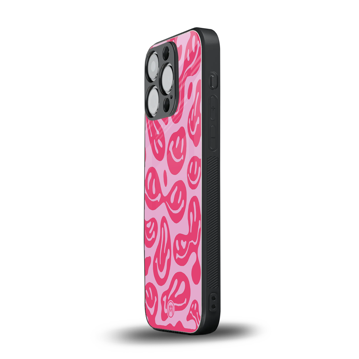 acid smiles bubblegum pink edition back phone cover | glass case for iphone 13 pro