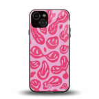 acid smiles bubblegum pink edition back phone cover | glass case for iphone 13