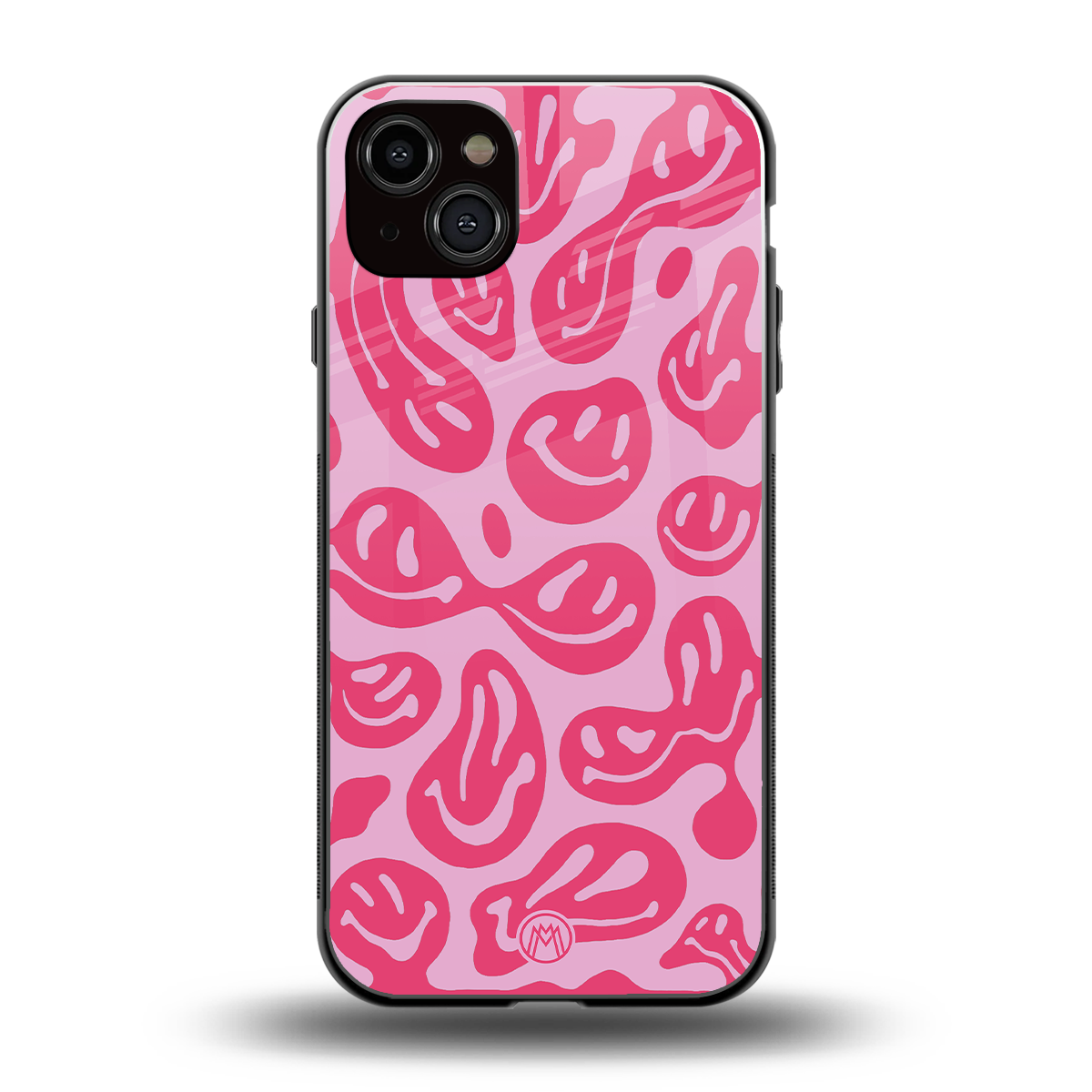 acid smiles bubblegum pink edition back phone cover | glass case for iphone 15 plus