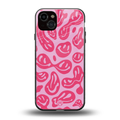 acid smiles bubblegum pink edition back phone cover | glass case for iphone 14 plus
