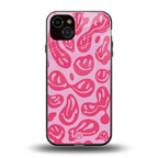 acid smiles bubblegum pink edition back phone cover | glass case for iphone 14 plus