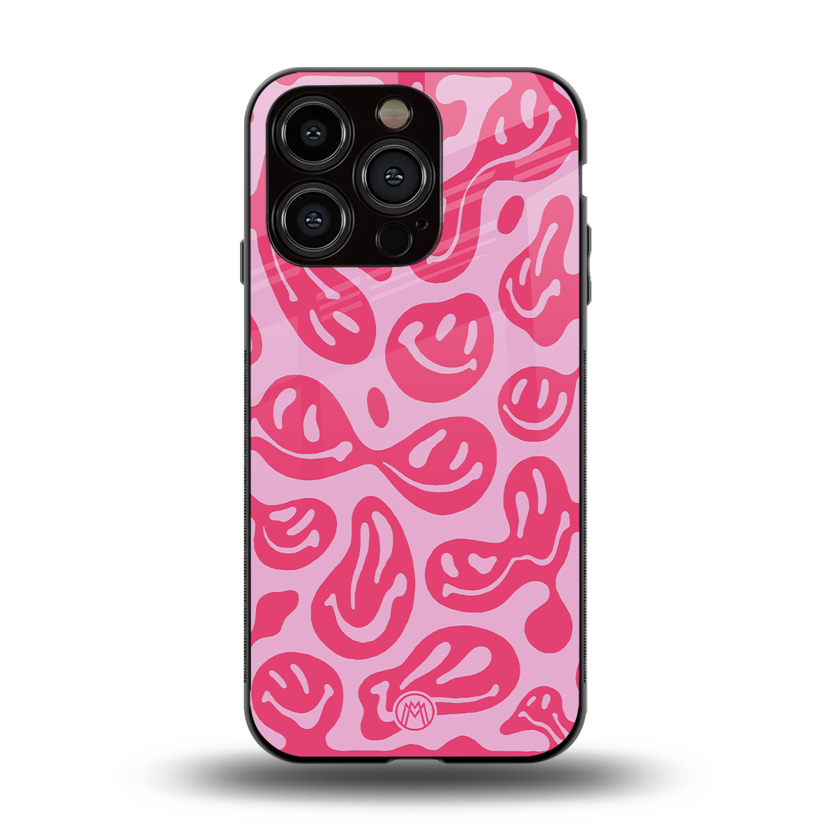 acid smiles bubblegum pink edition back phone cover | glass case for iphone 15 pro
