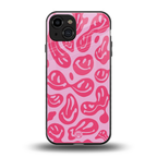 acid smiles bubblegum pink edition back phone cover | glass case for iphone 15