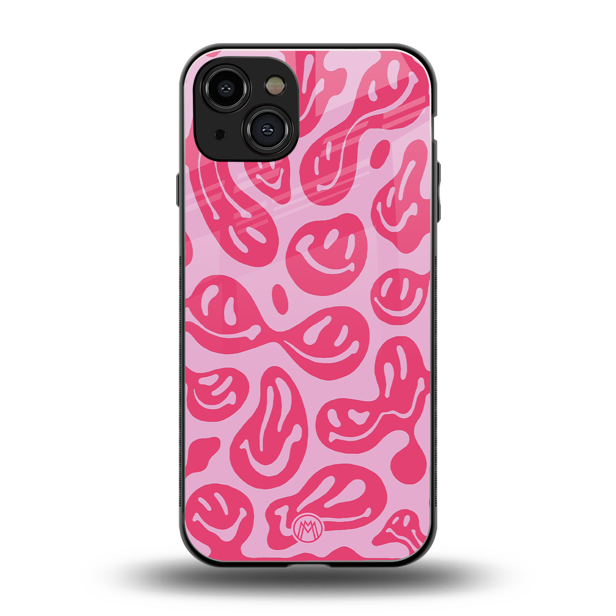 acid smiles bubblegum pink edition back phone cover | glass case for iphone 14